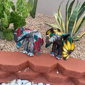 Handpainted Metal Elephant Yard Art Garden Decor